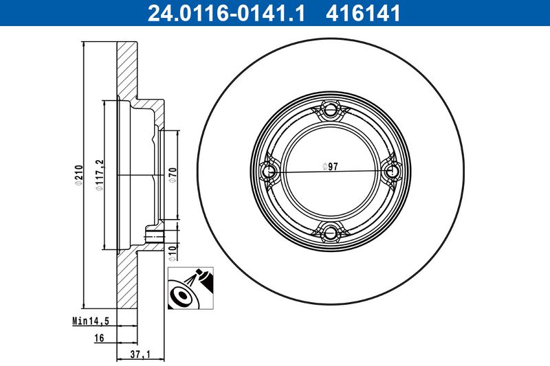 ATE 24.0116-0141.1 Brake Disc