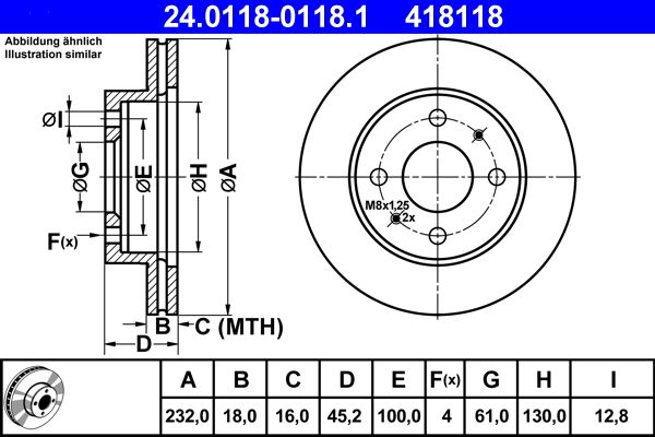 ATE 24.0118-0118.1 Brake Disc