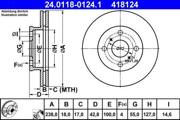 ATE 24.0118-0124.1 Brake Disc