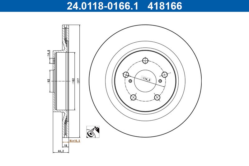 ATE 24.0118-0166.1 Brake Disc