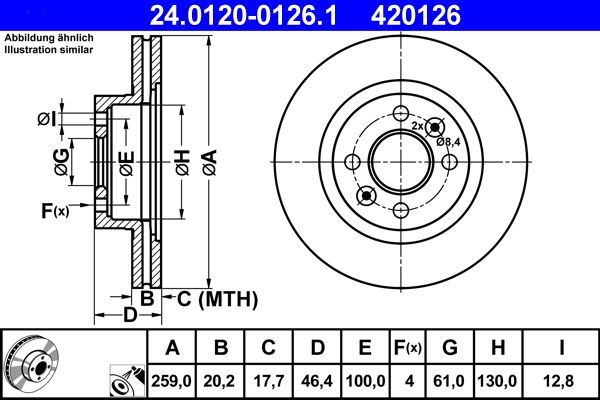 ATE 24.0120-0126.1 Brake Disc