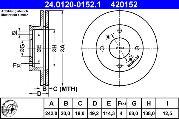 ATE 24.0120-0152.1 Brake Disc