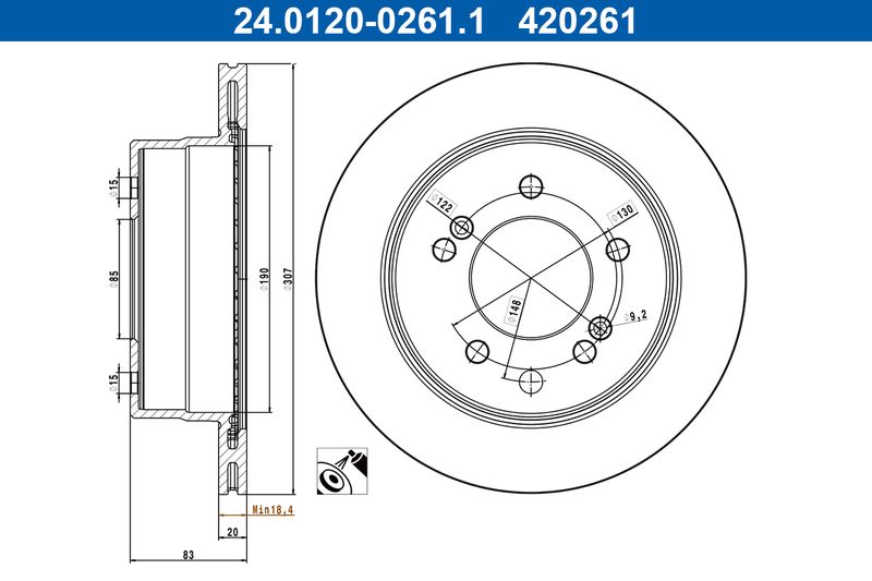 ATE 24.0120-0261.1 Brake Disc