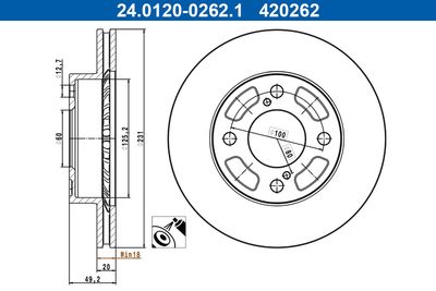 Brake Disc ATE 24.0120-0262.1