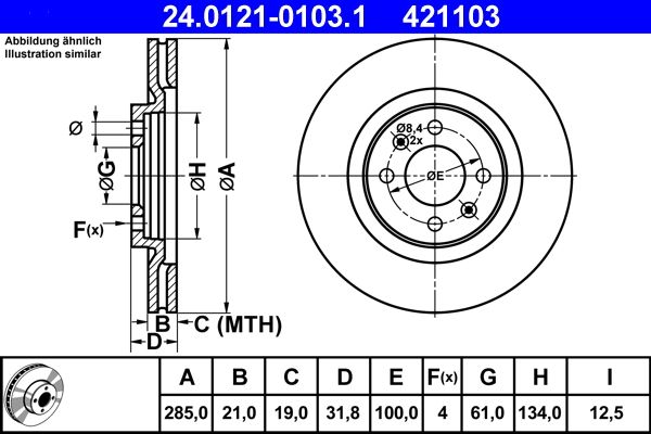 ATE 24.0121-0103.1 Brake Disc