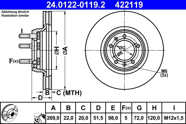 ATE 24.0122-0119.2 Brake Disc