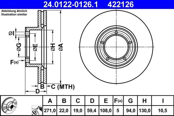 ATE 24.0122-0126.1 Brake Disc