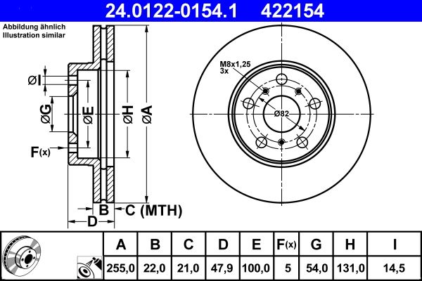 ATE 24.0122-0154.1 Brake Disc