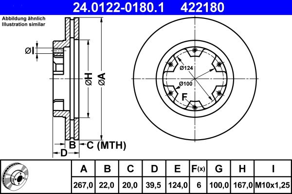 ATE 24.0122-0180.1 Brake Disc