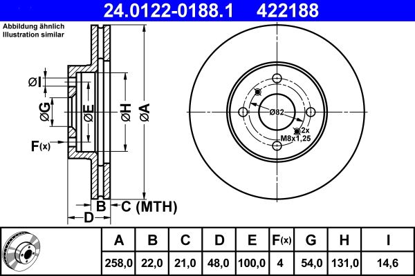 ATE 24.0122-0188.1 Brake Disc
