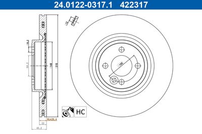 Brake Disc ATE 24.0122-0317.1