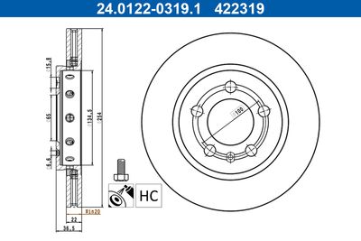 Brake Disc ATE 24.0122-0319.1