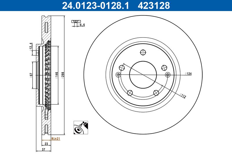 ATE 24.0123-0128.1 Brake Disc