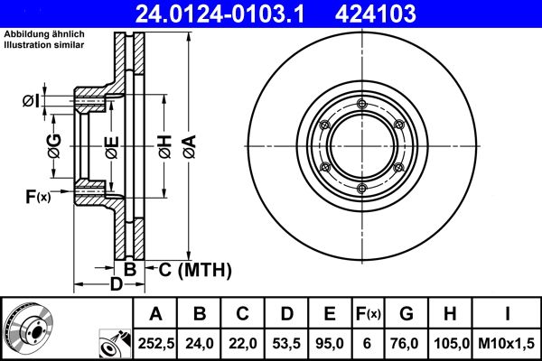 ATE 24.0124-0103.1 Brake Disc