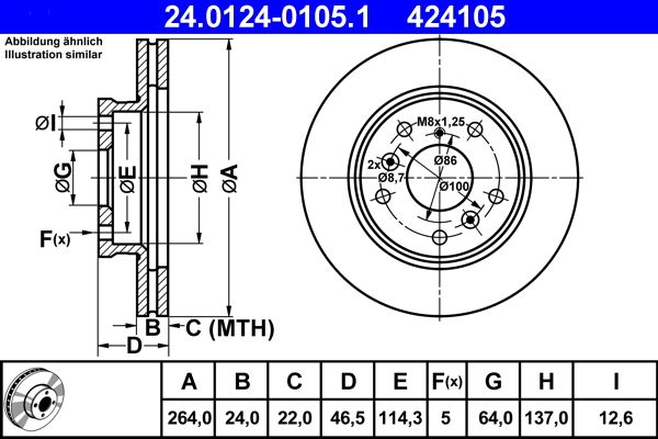 ATE 24.0124-0105.1 Brake Disc