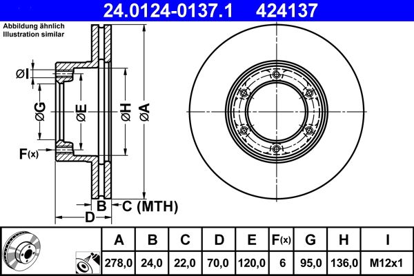 ATE 24.0124-0137.1 Brake Disc