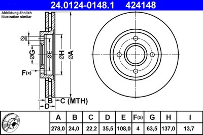 Brake Disc ATE 24.0124-0148.1