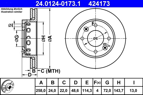 ATE 24.0124-0173.1 Brake Disc