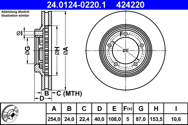 ATE 24.0124-0220.1 Brake Disc