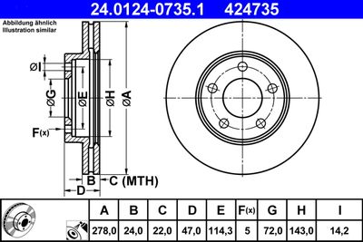 Brake Disc ATE 24.0124-0735.1