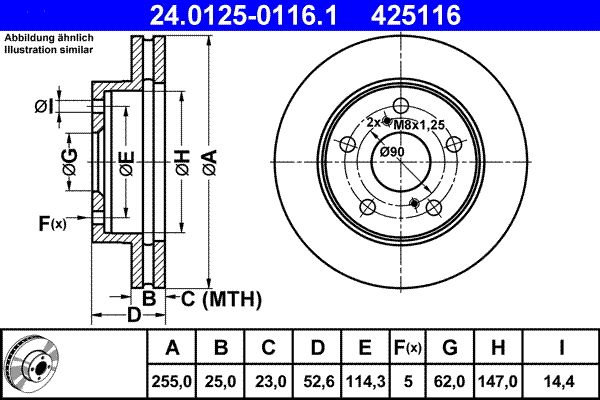 ATE 24.0125-0116.1 Brake Disc