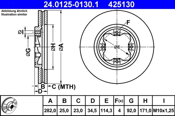 ATE 24.0125-0130.1 Brake Disc