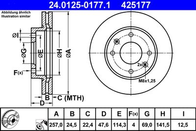 Brake Disc ATE 24.0125-0177.1