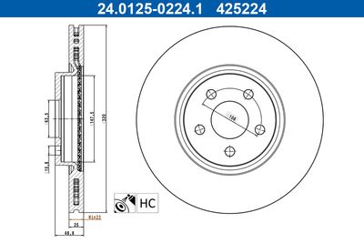 Brake Disc ATE 24.0125-0224.1