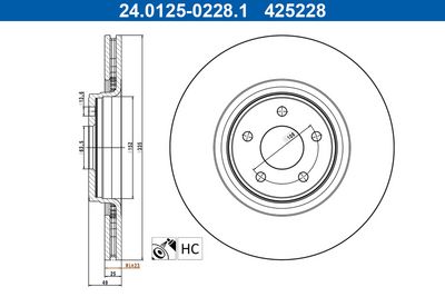 Brake Disc ATE 24.0125-0228.1