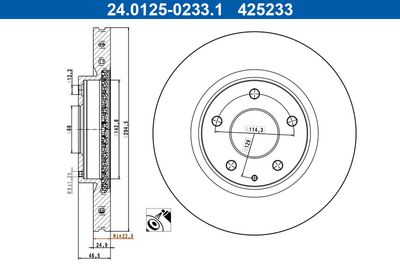 Brake Disc ATE 24.0125-0233.1