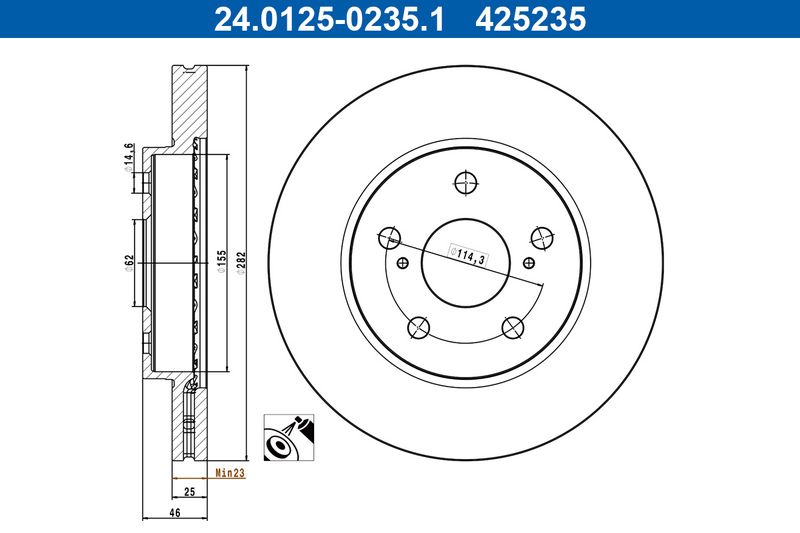 ATE 24.0125-0235.1 Brake Disc