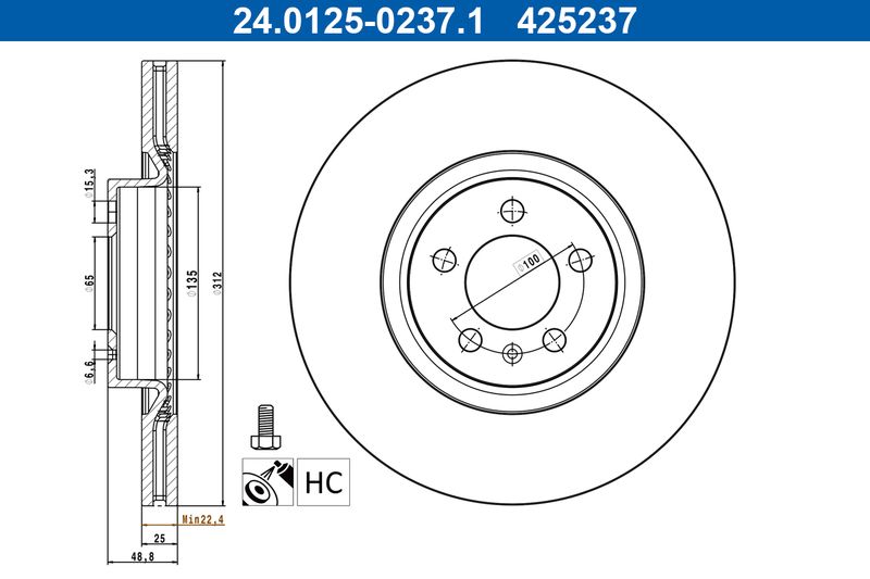 ATE 24.0125-0237.1 Brake Disc
