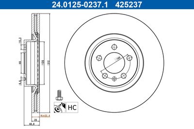 Brake Disc ATE 24.0125-0237.1