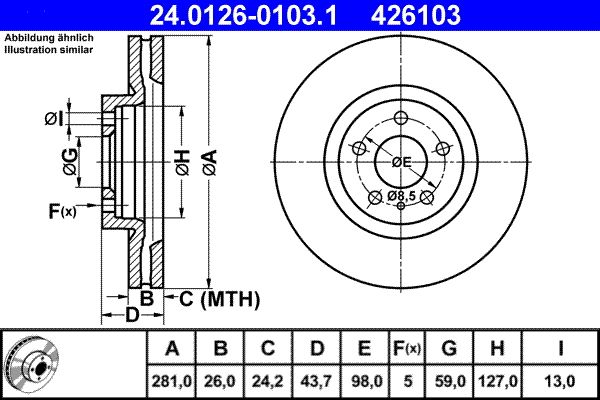 ATE 24.0126-0103.1 Brake Disc