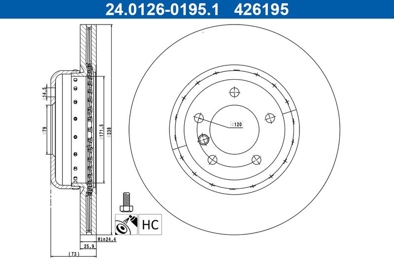 ATE 24.0126-0195.2 Brake Disc