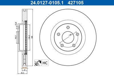 Brake Disc ATE 24.0127-0105.1