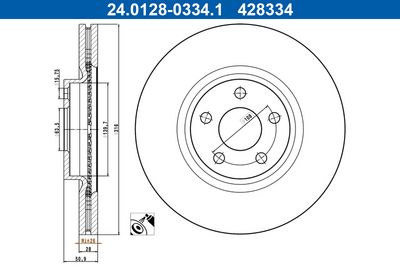 Brake Disc ATE 24.0128-0334.1