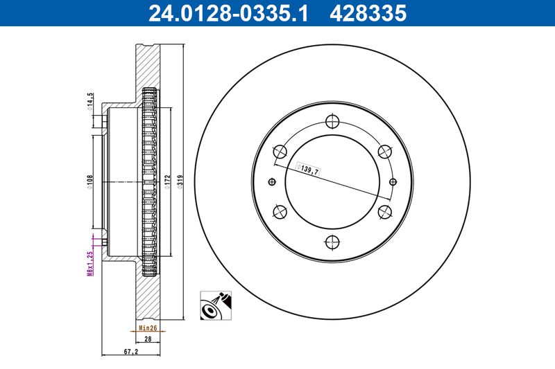 ATE 24.0128-0335.1 Brake Disc