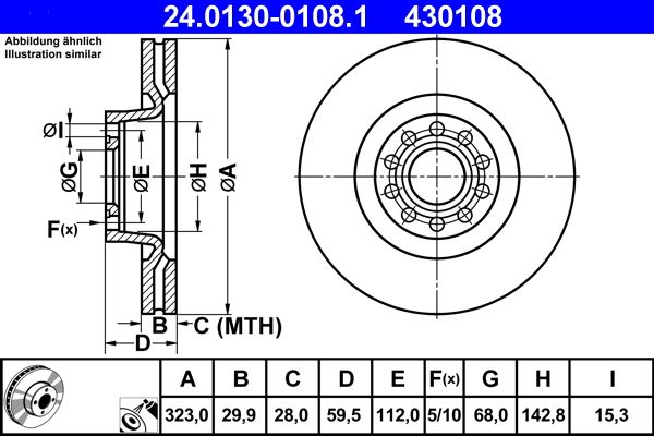 ATE 24.0130-0108.1 Brake Disc