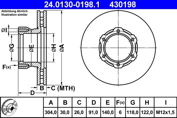 ATE 24.0130-0198.1 Brake Disc