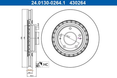 Brake Disc ATE 24.0130-0264.1