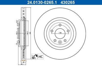 Brake Disc ATE 24.0130-0265.1