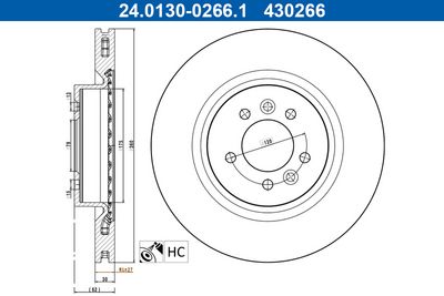Brake Disc ATE 24.0130-0266.1