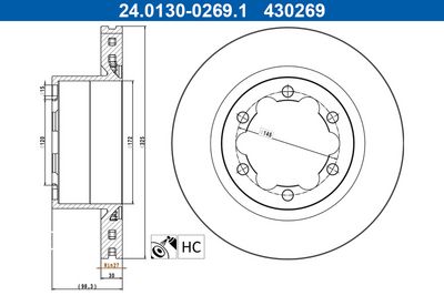 Brake Disc ATE 24.0130-0269.1