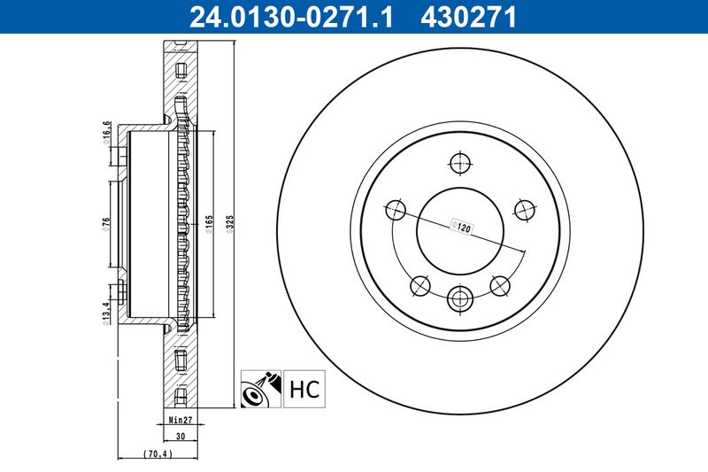 ATE 24.0130-0271.1 Brake Disc