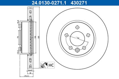 Brake Disc ATE 24.0130-0271.1