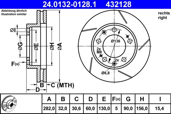 ATE 24.0132-0128.1 Brake Disc
