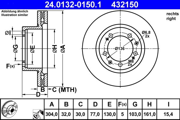 ATE 24.0132-0150.1 Brake Disc