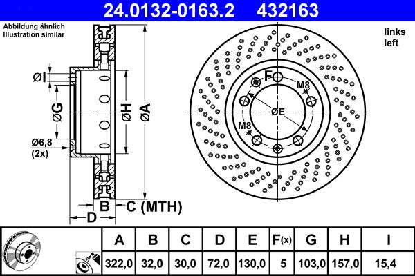 ATE 24.0132-0163.2 Brake Disc