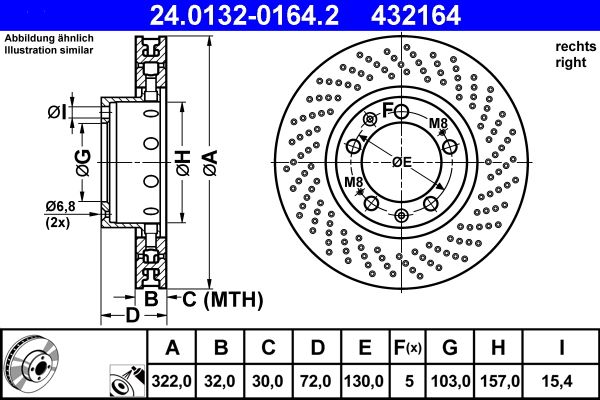 ATE 24.0132-0164.2 Brake Disc